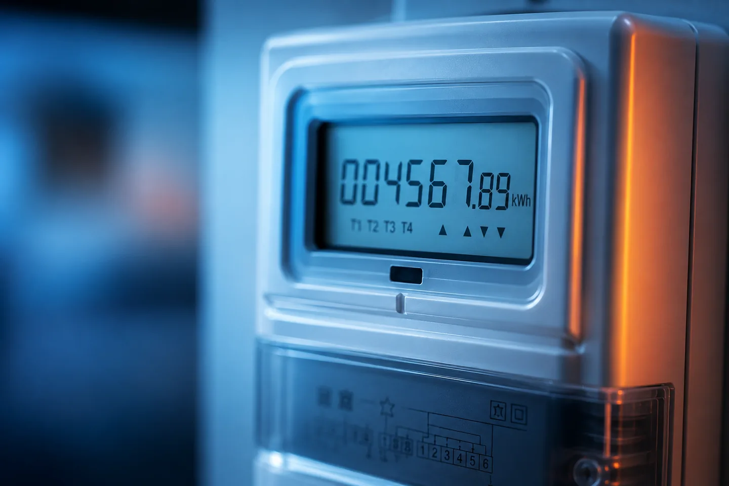 Contador eléctrico mostrando el consumo de una vivienda