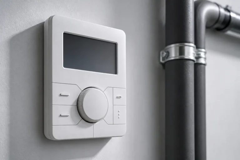 Panel de control de una instalación de climatización montado en la pared