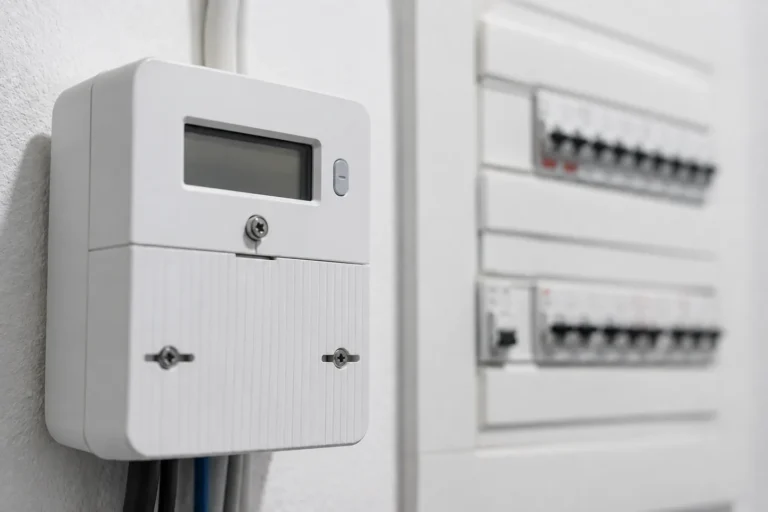 Contador eléctrico doméstico junto al cuadro de automáticos