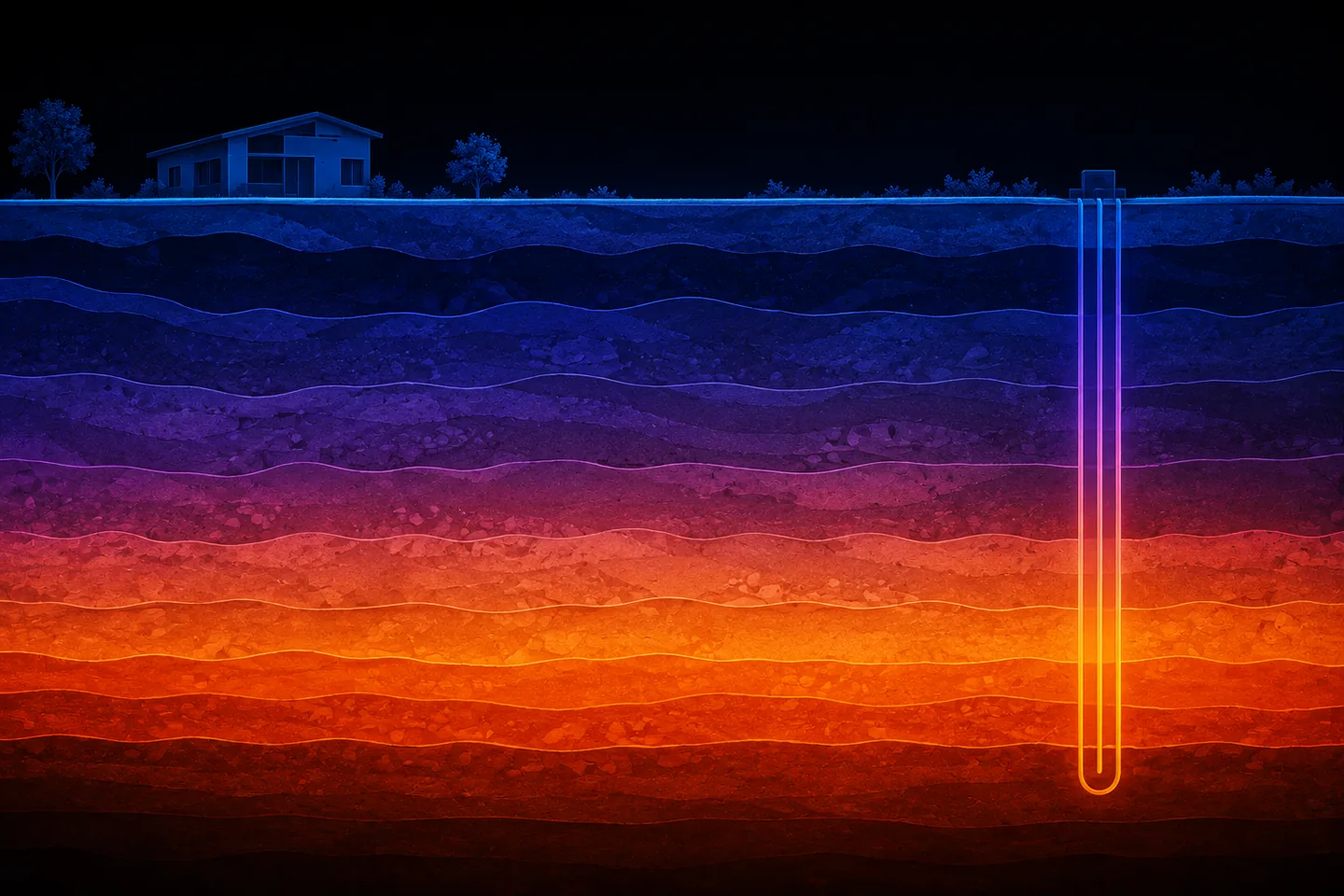Diagrama del gradiente de temperatura del subsuelo frente al aire exterior